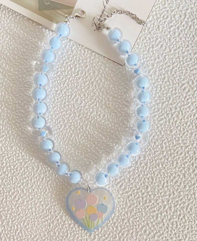 Kawaii pet collar beaded cat collar small dog necklace cute pet jewelry adjustable pet necklace handmade pet accessories aesthetic pet gift